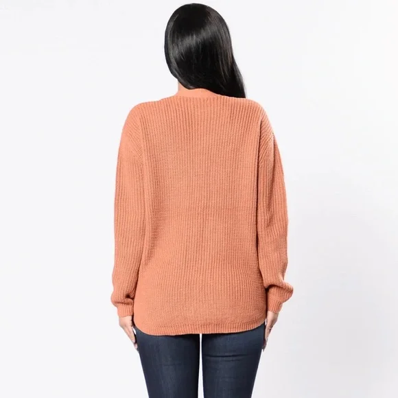 Long Sleeve Lace Up Tie Sweater - Picture 6 of 8